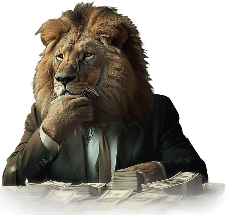 lion qui s'interroge sur le coût d'un site internet